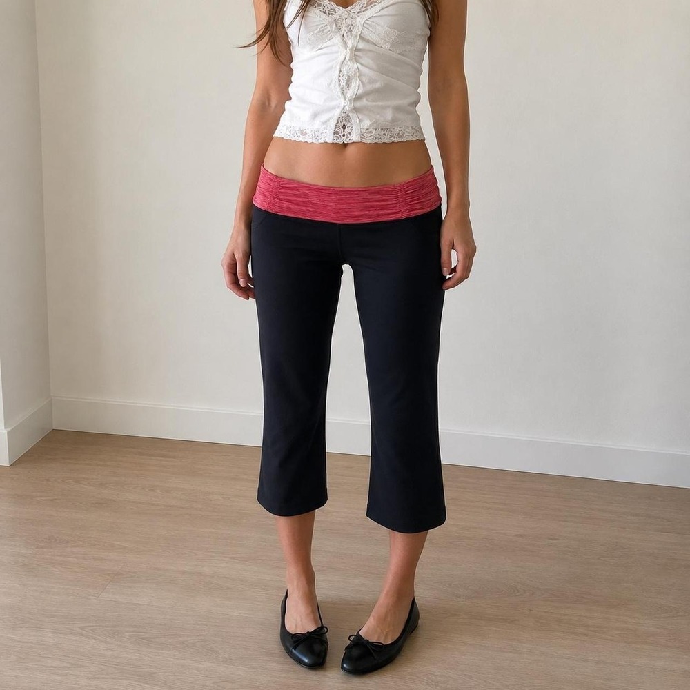 Black Y2K Crop Capri Pants Women S Low Rise Balletcore Athleisure Minimalist